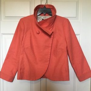 J CREW Peach Crop Linen Foldover Collar Jacket s 4